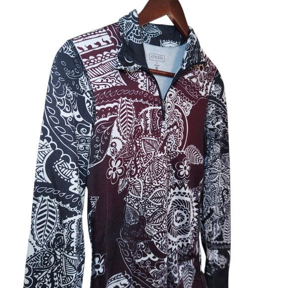 Athleta Paisley Quarter Zip Workout Top - Picture 2 of 5